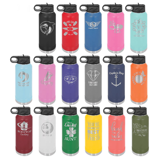 32 Ounce Water Bottle Tumbler - Muddy River Engraving