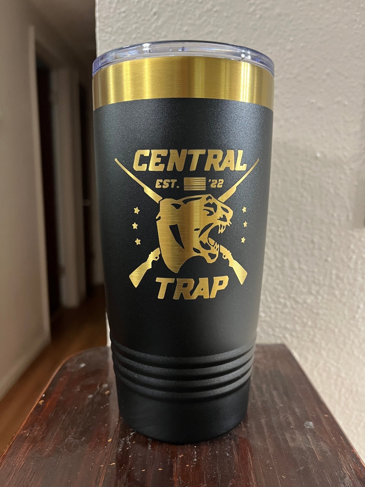 Custom 20 Ounce Tumbler Black/Gold - Muddy River Engraving