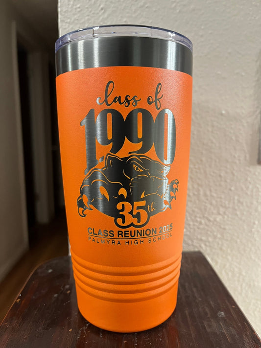 Custom 20 Ounce Tumbler Black/Orange - Muddy River Engraving