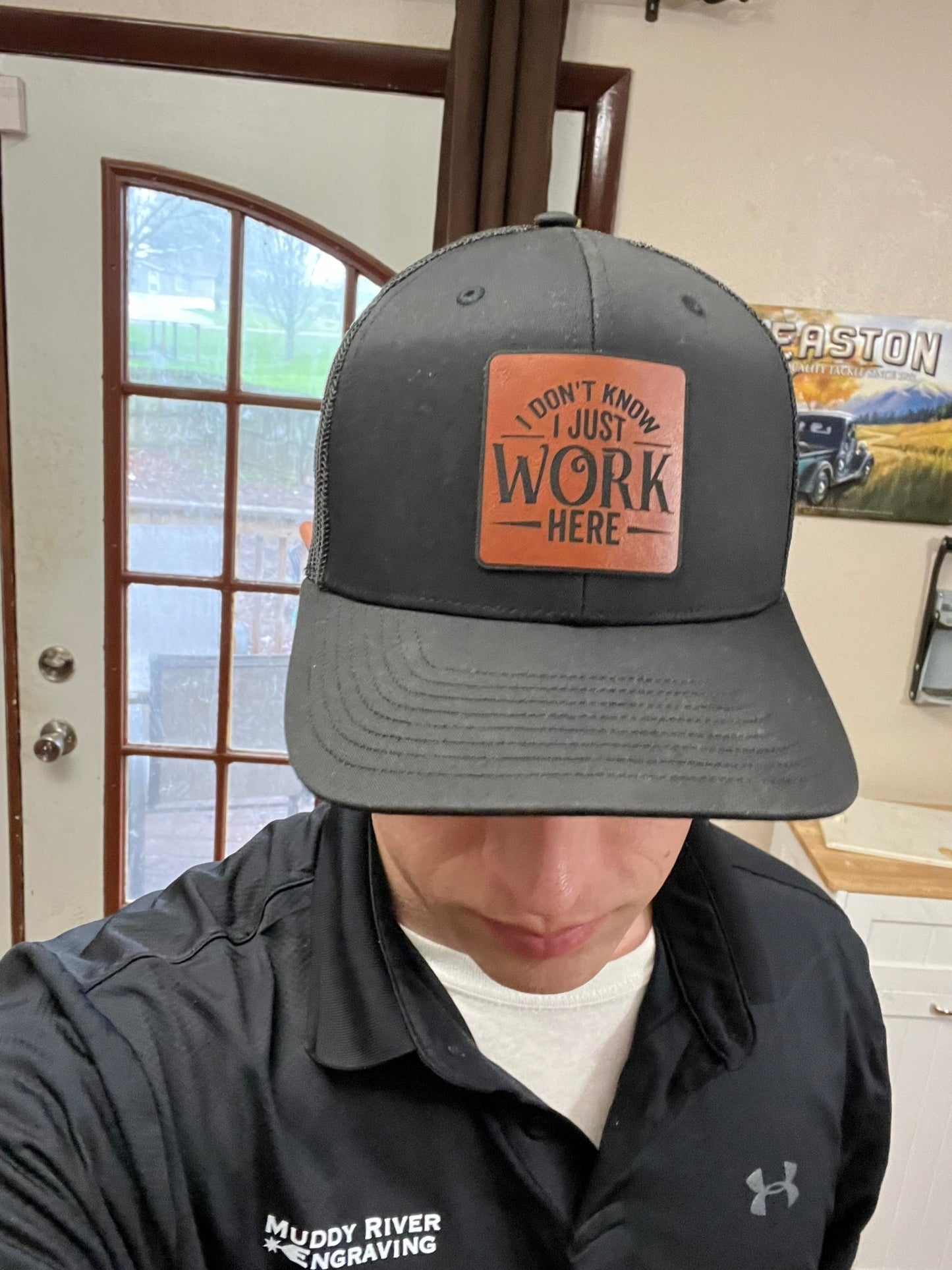 "I Don't Know I Just Work Here" Hat - Muddy River Engraving