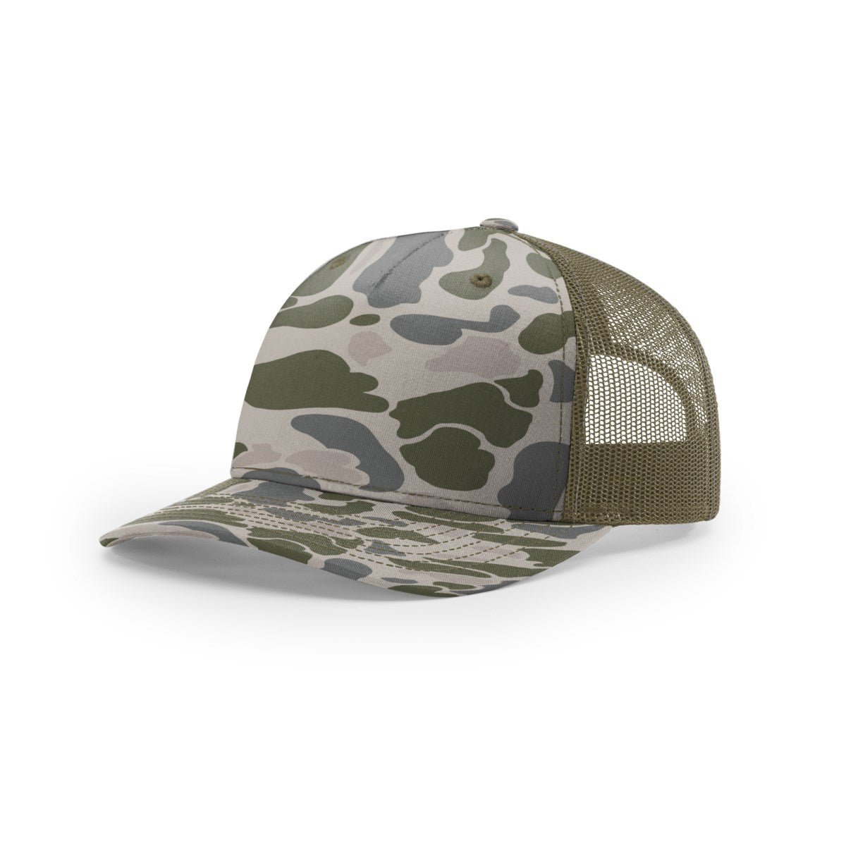 Richardson 112PFP Camo Five Panel Trucker Hat - Muddy River Engraving