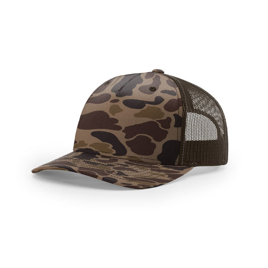 Richardson 112PFP Camo Five Panel Trucker Hat - Muddy River Engraving